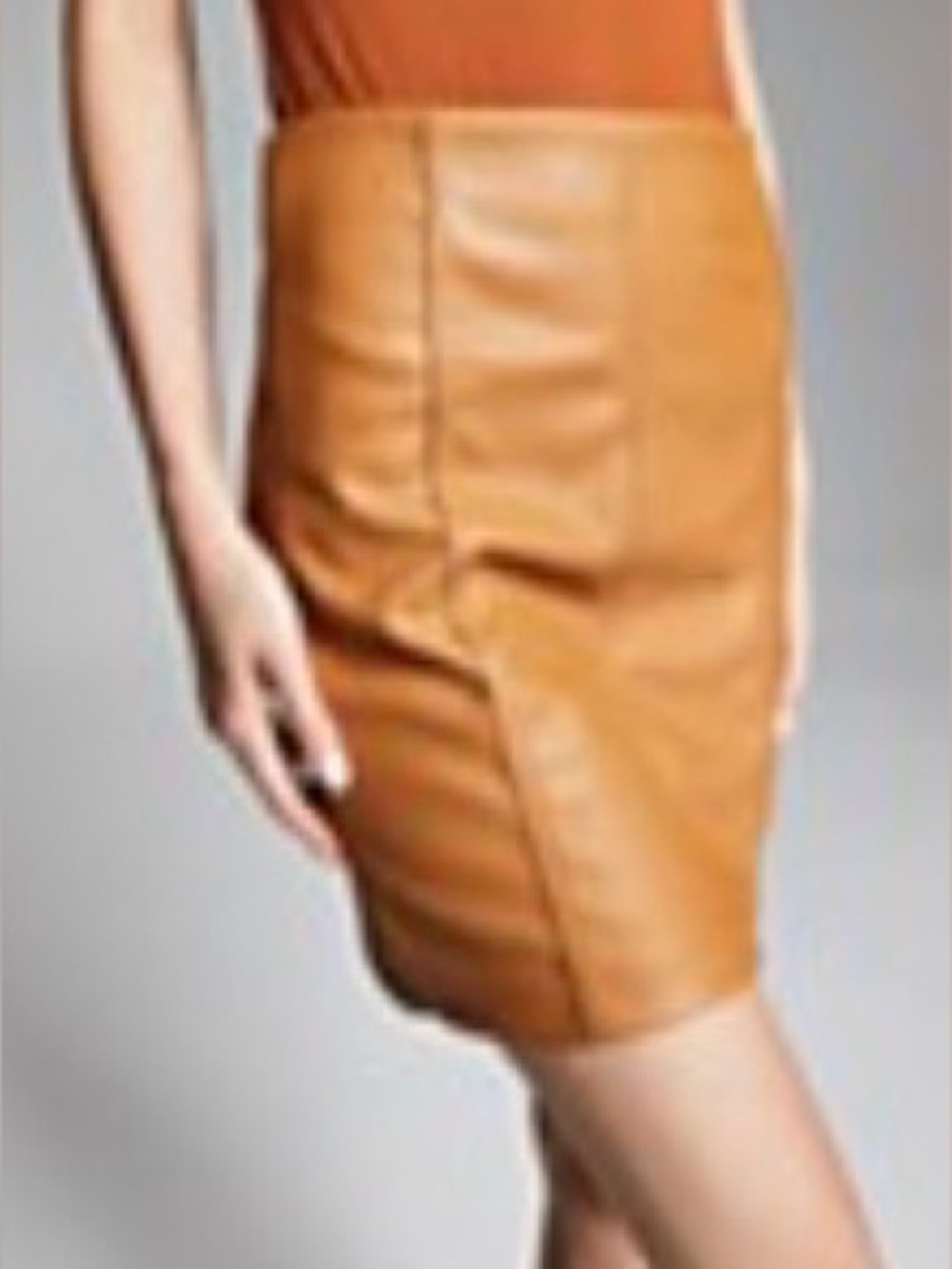 And Now This Camel Faux Leather Mini Skirt with Center Back Zip